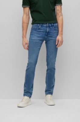 Hugo Boss Slim-fit Jeans In Blue Italian Cashmere-touch Denim In Turquoise