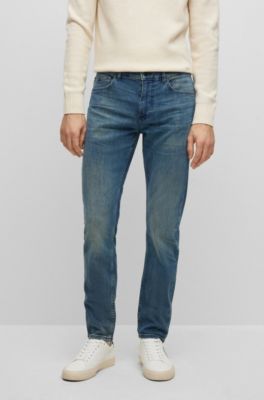 Hugo Boss Men's Slim-fit Jeans In Super-soft Stretch Denim In Turquoise
