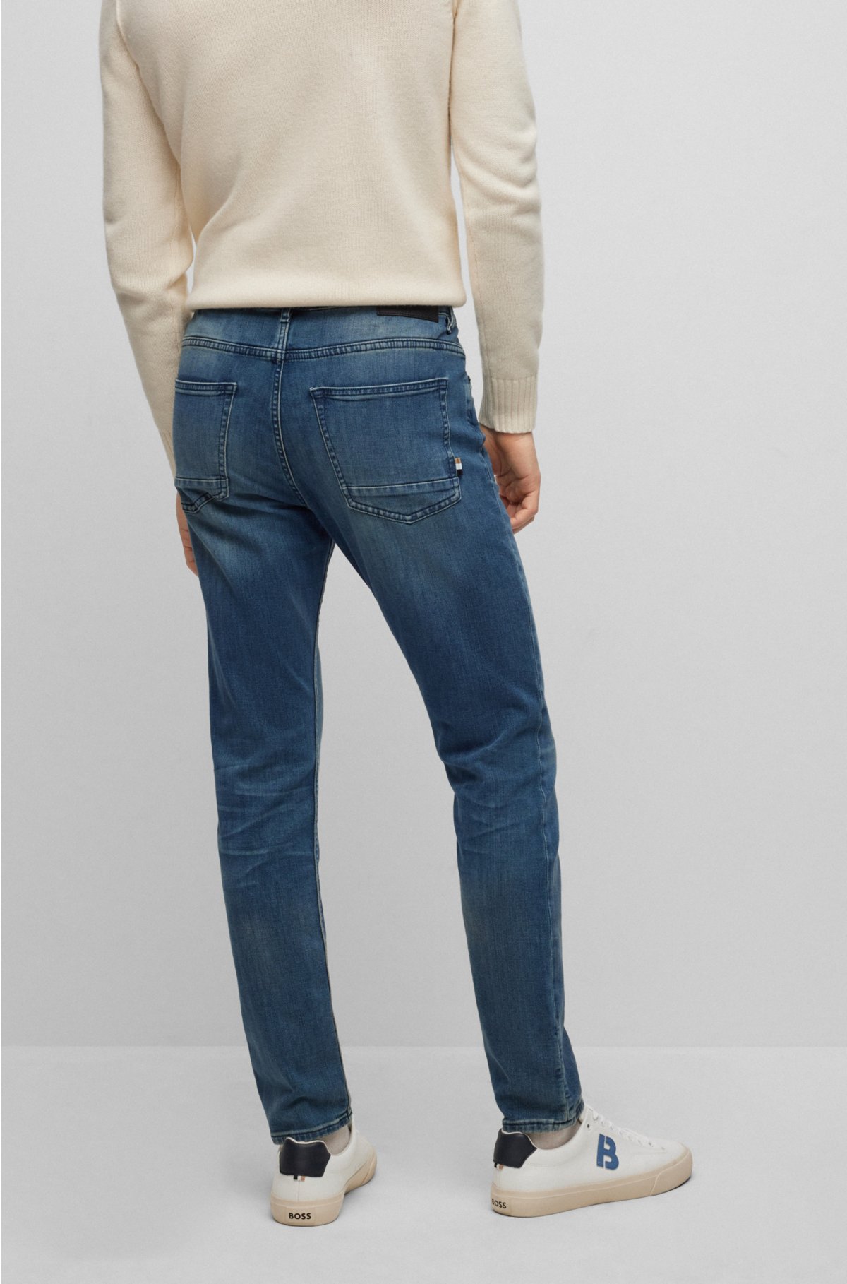 BOSS - Slim-fit jeans in super-soft blue denim