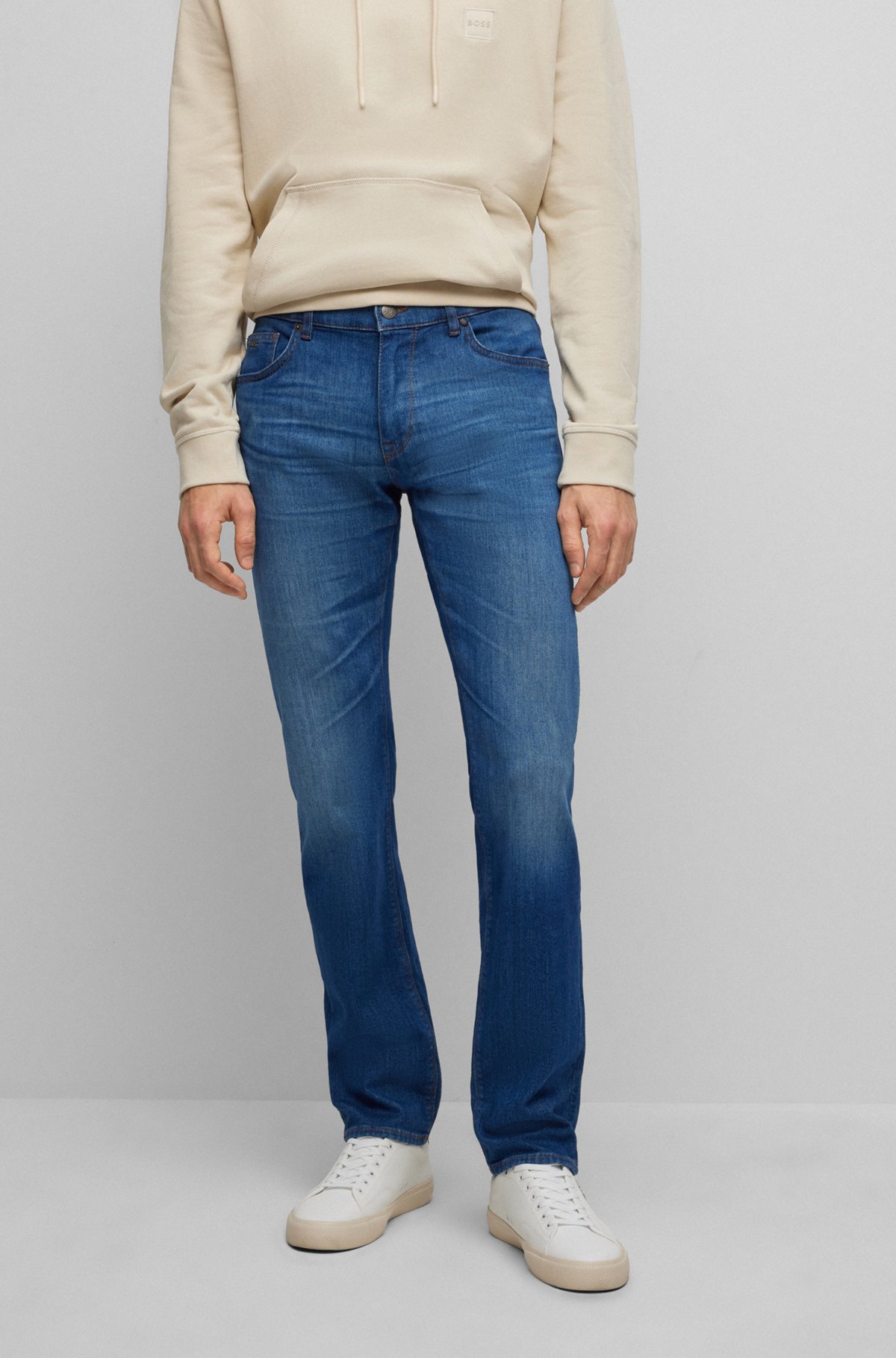 Regular-fit jeans in blue Italian denim