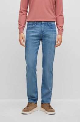 Hugo Boss Regular-fit Jeans In Blue Cashmere-touch Denim In Turquoise
