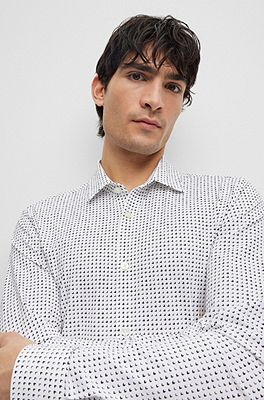 BOSS - Slim-fit shirt with flock-print monograms