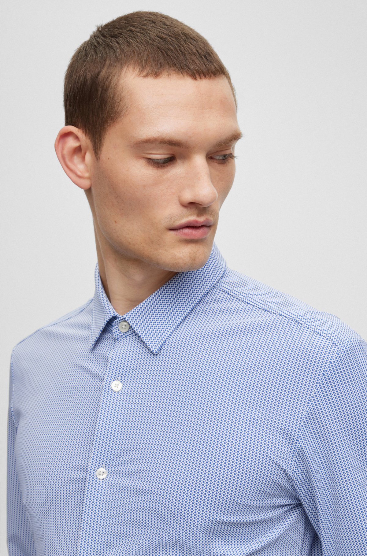 BOSS - Slim-fit shirt in printed performance-stretch jersey