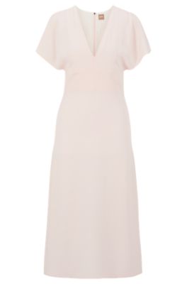 BOSS - Slim-fit long-length dress with V neckline