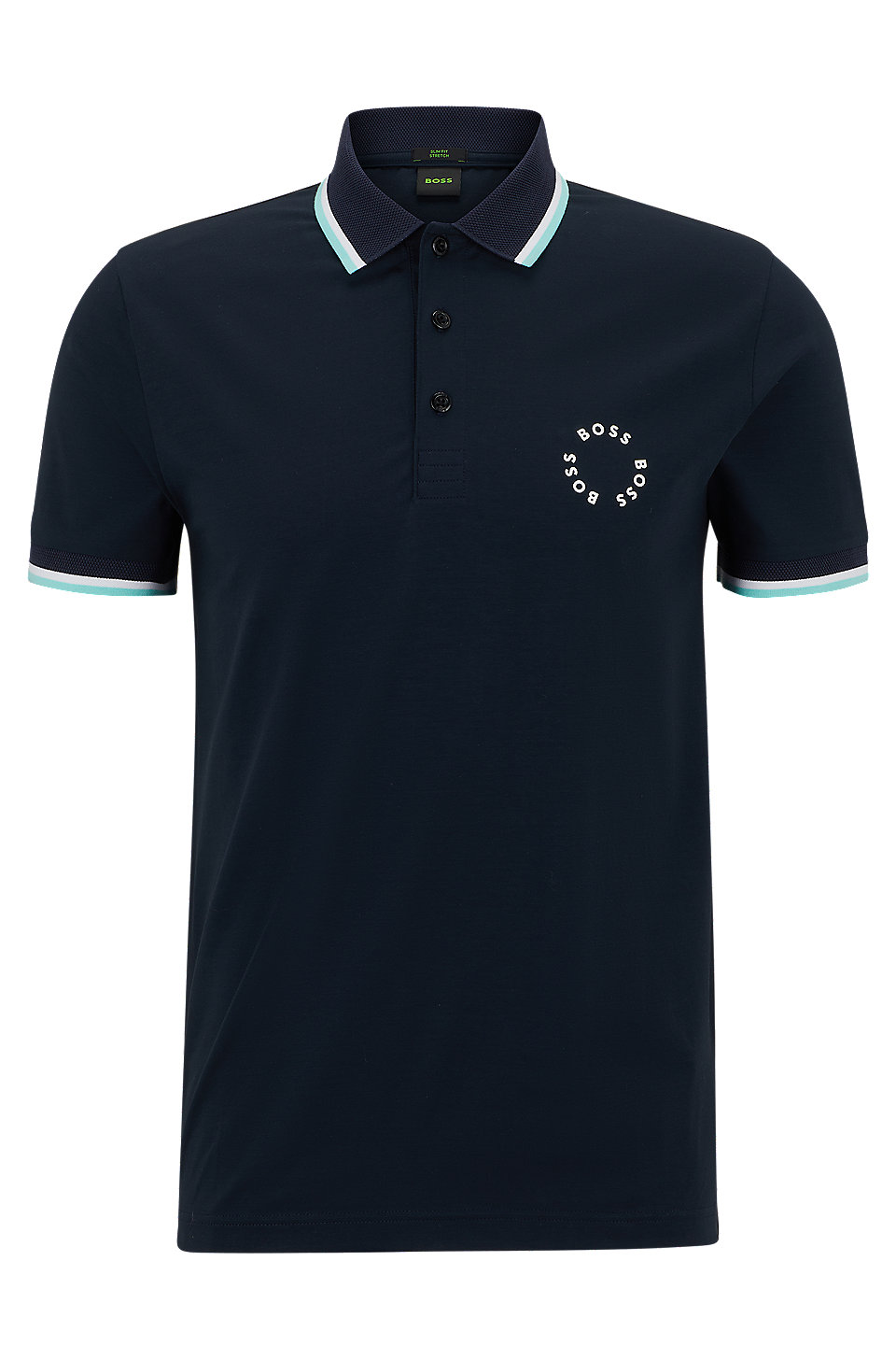 BOSS - Stretch-cotton slim-fit polo shirt with circular branding