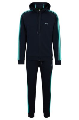 BOSS Cotton blend tracksuit with contrast branding and piping