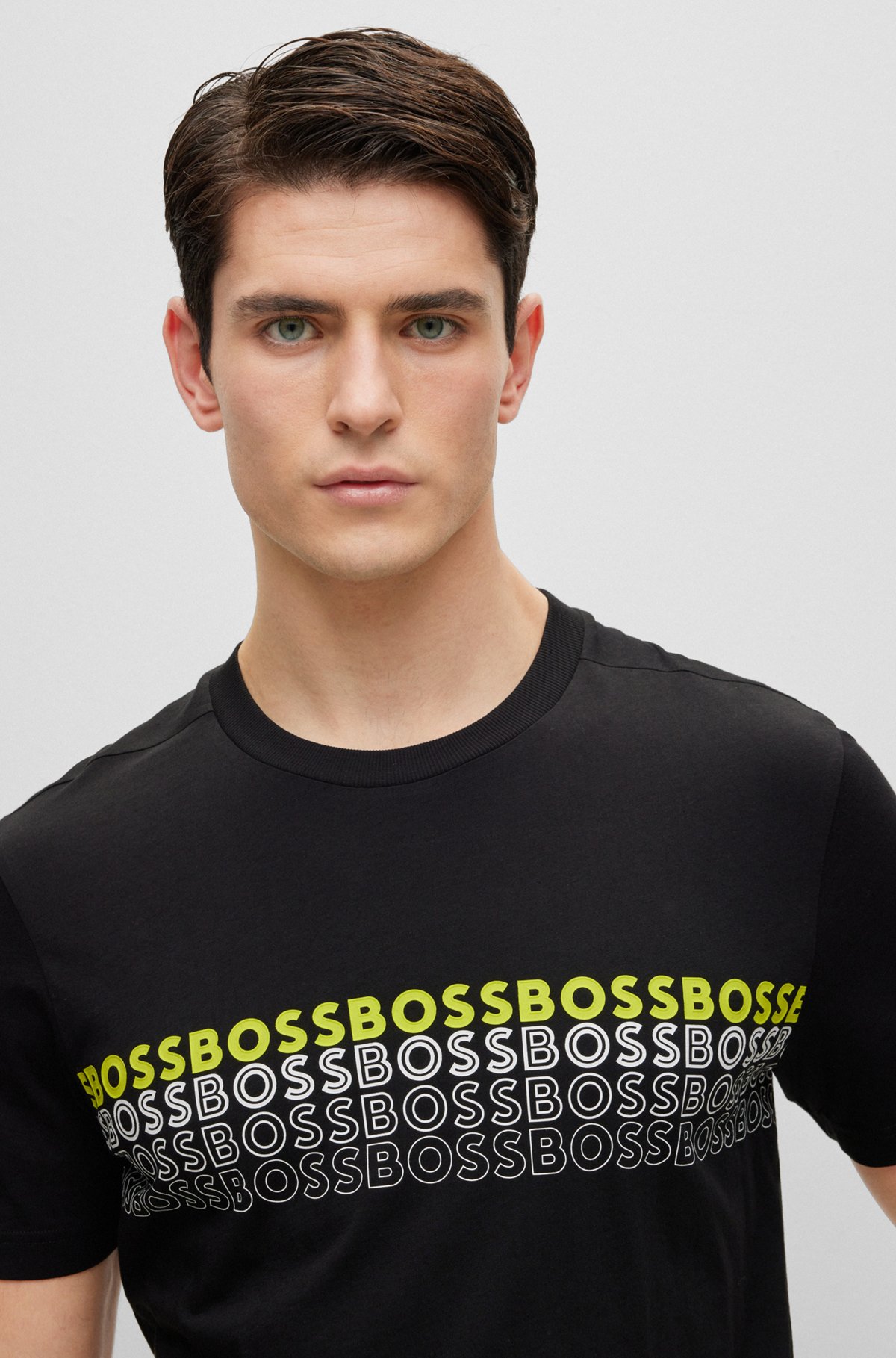 BOSS - Crew-neck T-shirt in cotton with multi-colored logos