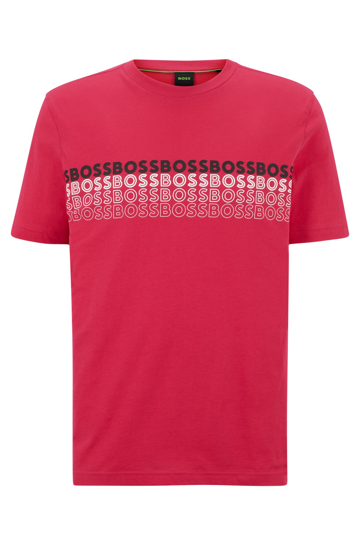 Crew-neck T-shirt in cotton with multi-colored logos, Pink