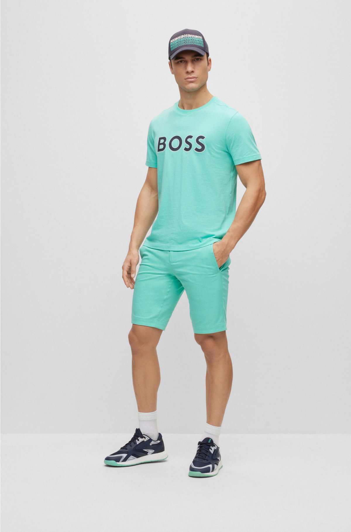 print jersey T-shirt cotton BOSS Crew-neck in logo with -