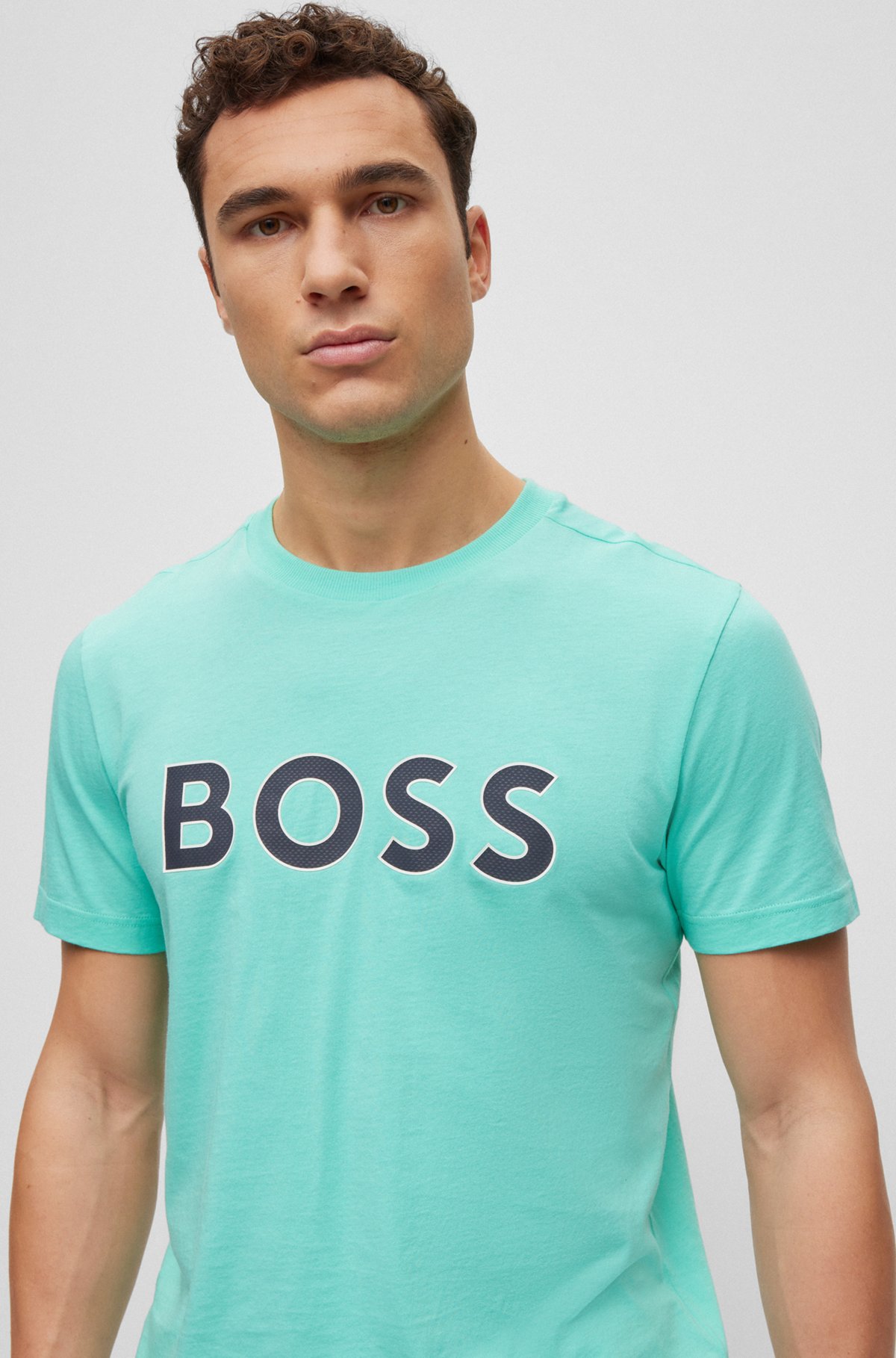 BOSS - Crew-neck T-shirt in cotton jersey with logo print