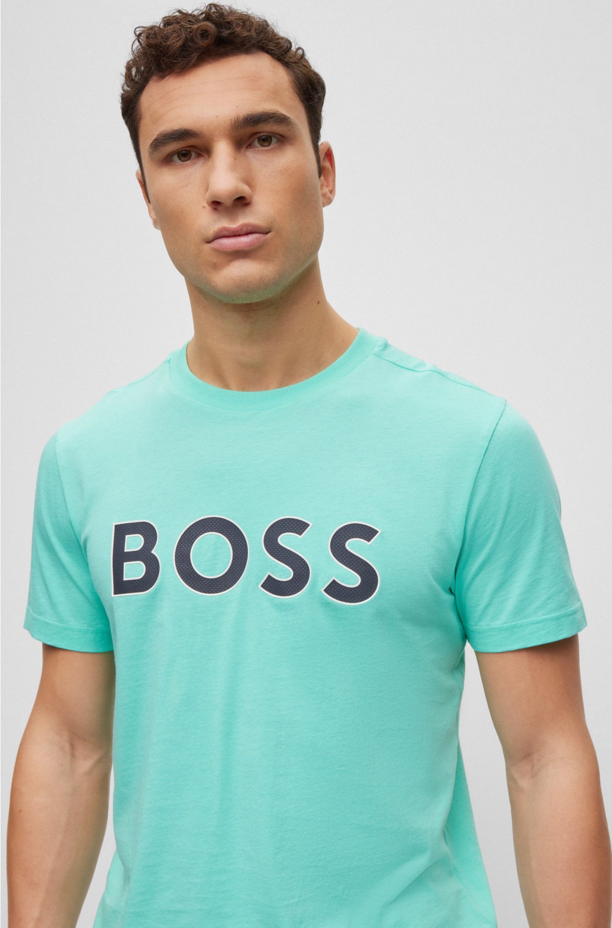 BOSS - Crew-neck T-shirt logo in with jersey print cotton