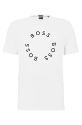 BOSS - Stretch-cotton T-shirt logo prints with circle