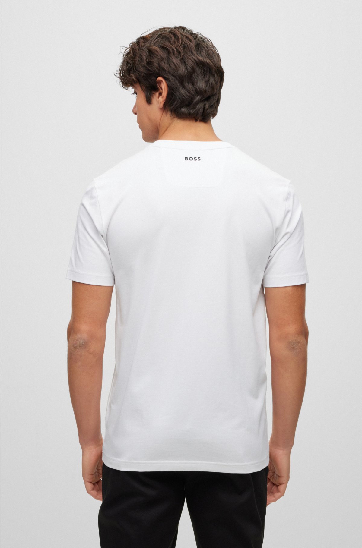 BOSS - Stretch-cotton with T-shirt prints circle logo