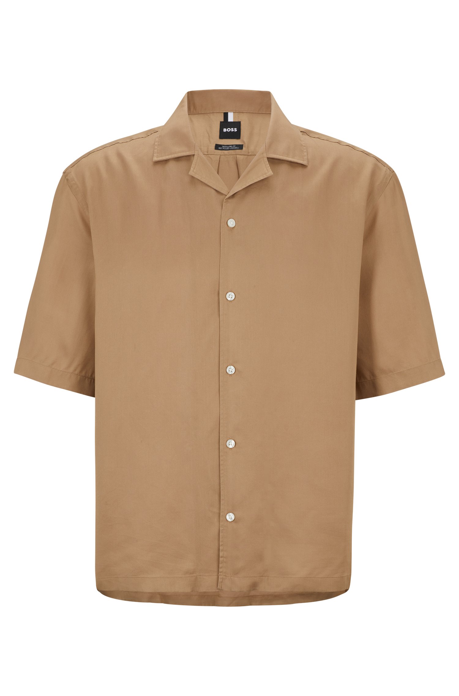 Camisa regular fit de manga corta con cuello cubano