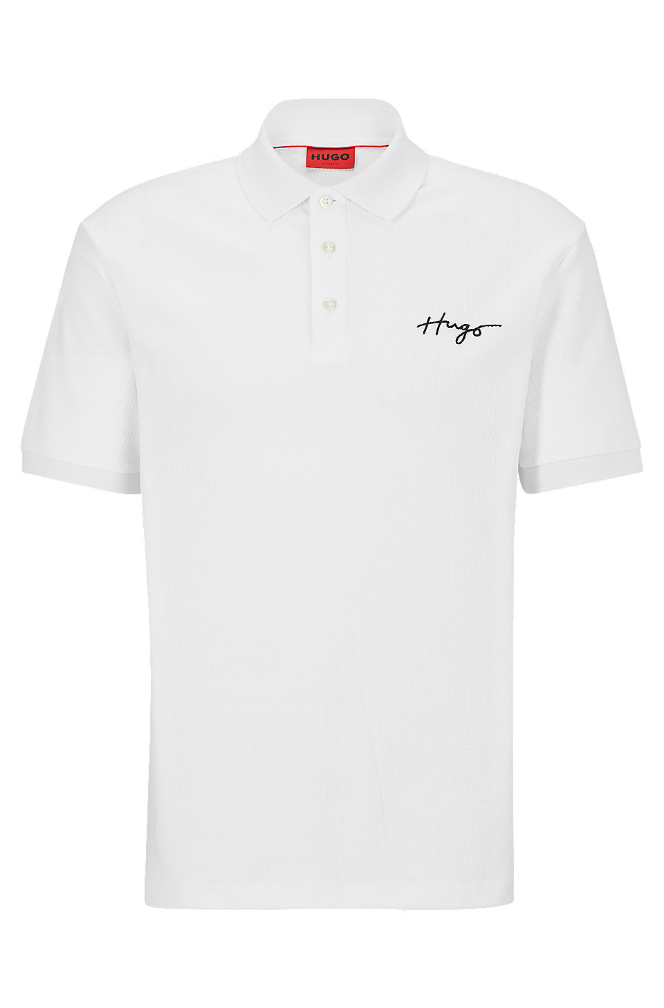 HUGO - Cotton-piqué polo shirt with handwritten logo