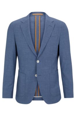 BOSS - Slim-fit jacket in a micro-patterned wool blend