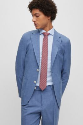 HUGO - Double-breasted oversize-fit jacket in a tropical wool blend