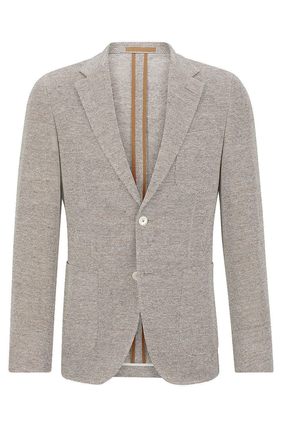 BOSS - Slim-fit jacket in a melange linen blend