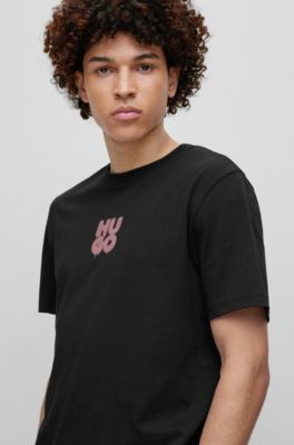 HUGO - Cotton-jersey T-shirt With Graffiti-style Stacked Logo