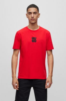 HUGO - Cotton-jersey T-shirt with graffiti-inspired stacked logo