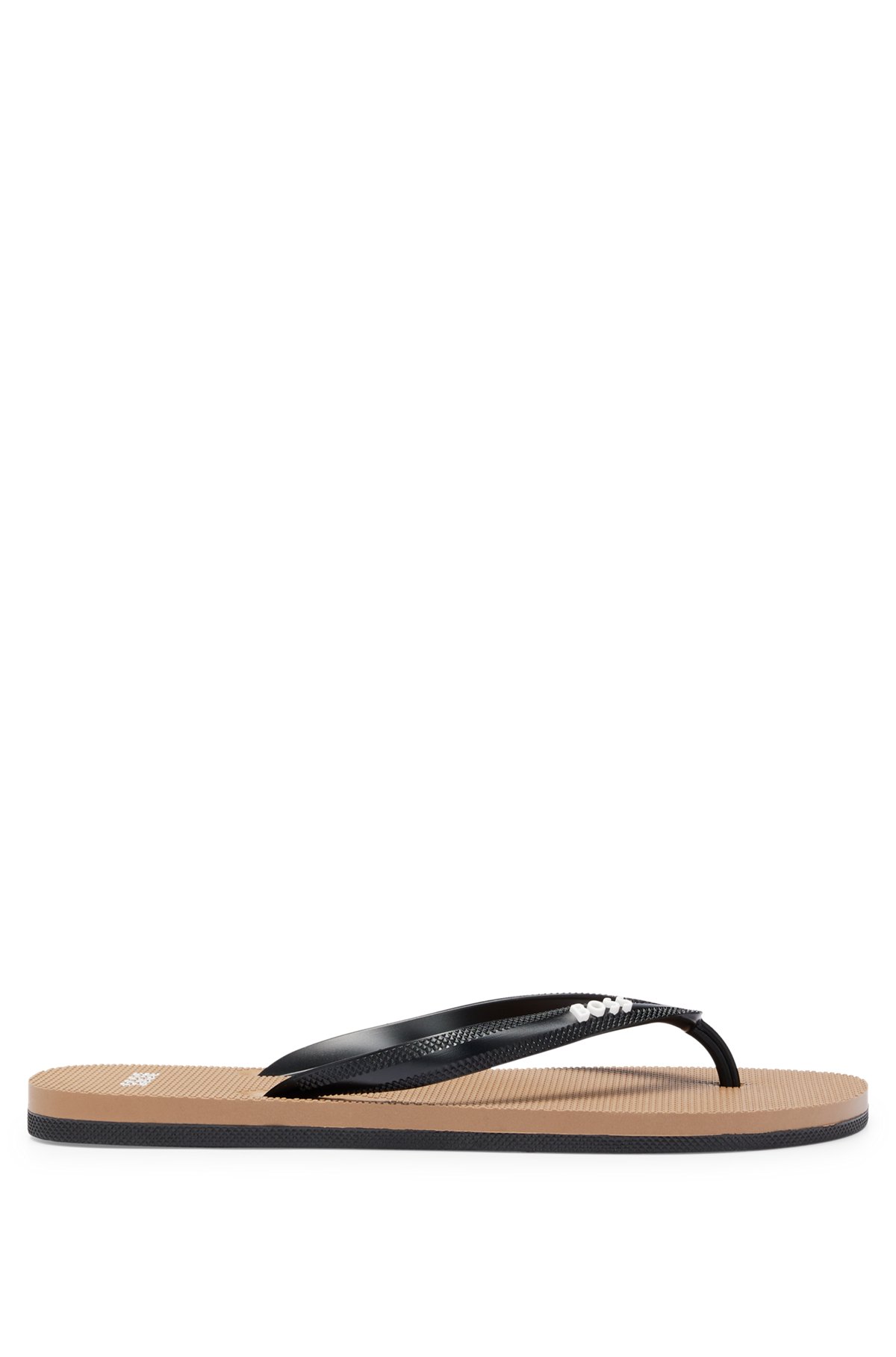Italian-made flip-flops with branded strap, Light Brown