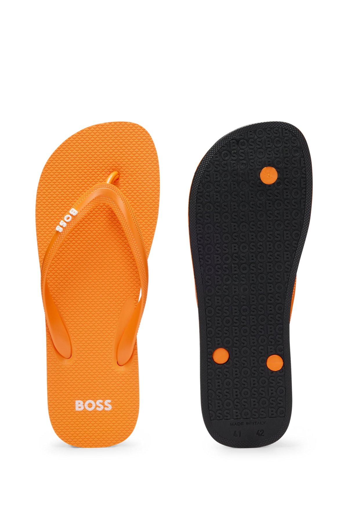 Italian-made flip-flops with branded strap, Orange