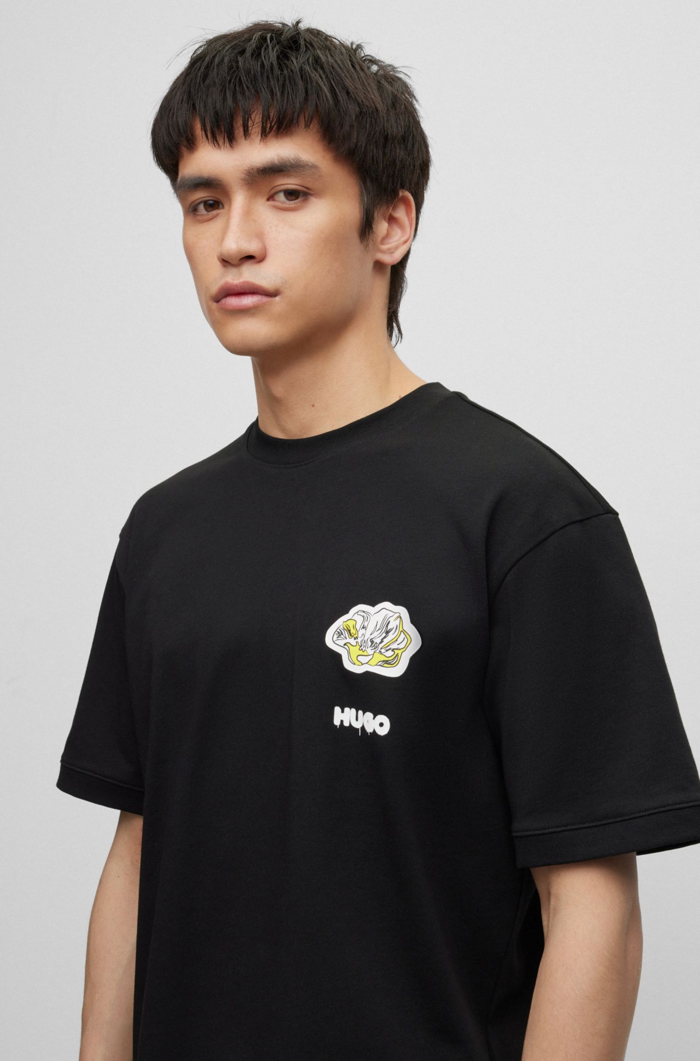 HUGO - Jaglion print T-shirt in cotton jersey