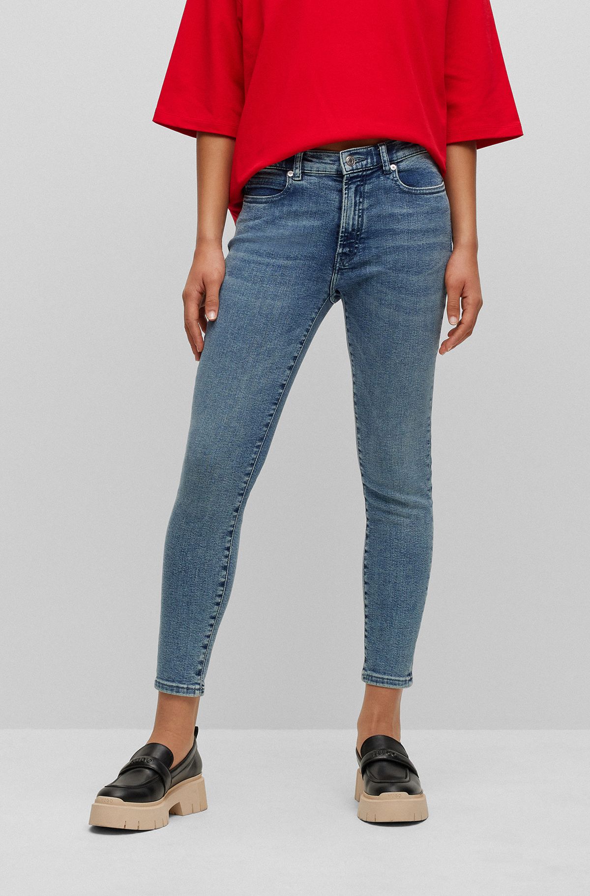 Skinny-fit jeans in summer-blue stretch denim, Blue