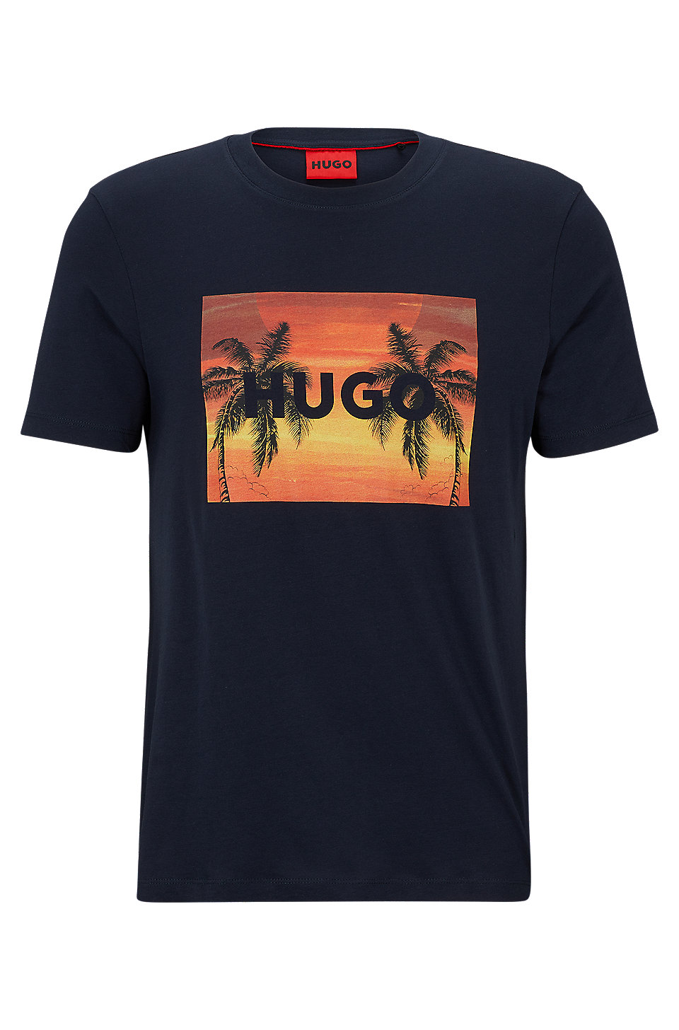 Morgenøvelser tigger område HUGO - Cotton-jersey T-shirt with branded palm-tree artwork
