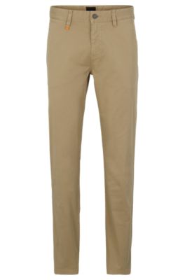 BOSS - Slim-fit trousers in printed stretch-cotton twill