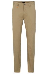 BOSS - Slim-fit trousers in printed stretch-cotton twill
