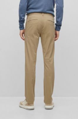 BOSS - Slim-fit trousers in printed stretch-cotton twill 