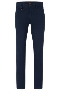 BOSS - Slim-fit trousers in printed stretch-cotton twill 