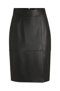 Hugo boss brown leather skirt sale