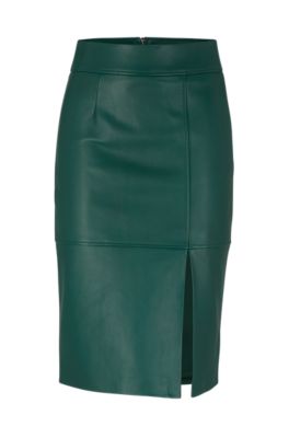 Boss burgundy shop leather skirt