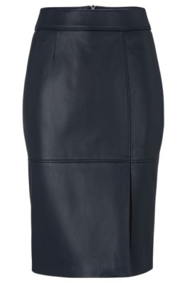 BOSS - Slim-fit pencil skirt in grained leather