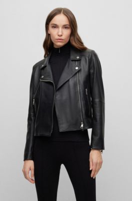 Hugo Boss Boss Saleli Leather Biker Jacket Women In Black