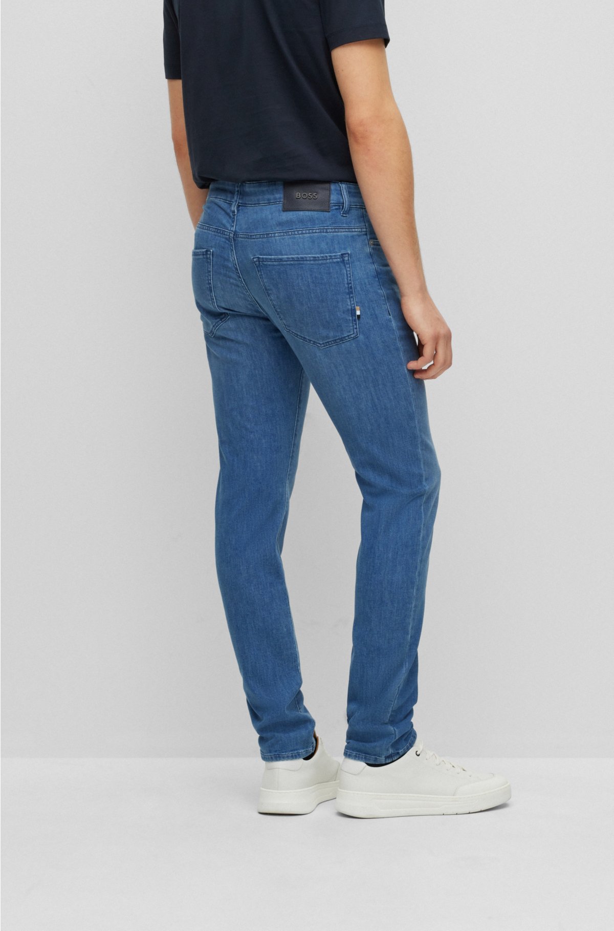 HUGO - Relaxed-fit jeans in ocean-blue denim