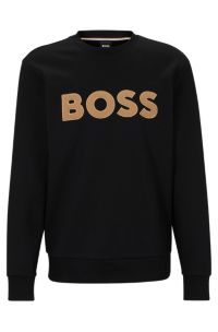 BOSS - Cotton-terry regular-fit sweatshirt with logo appliqué