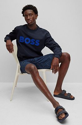 Cotton-terry regular-fit sweatshirt with logo appliqué