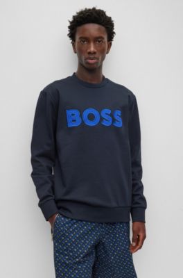 BOSS - Cotton-terry regular-fit sweatshirt with logo appliqué