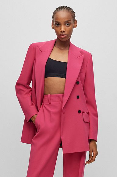Relaxed-fit jacket with double-breasted closure, Pink
