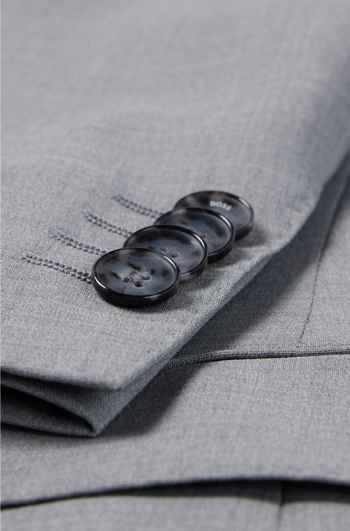BOSS - Slim-fit suit in melange stretch virgin wool