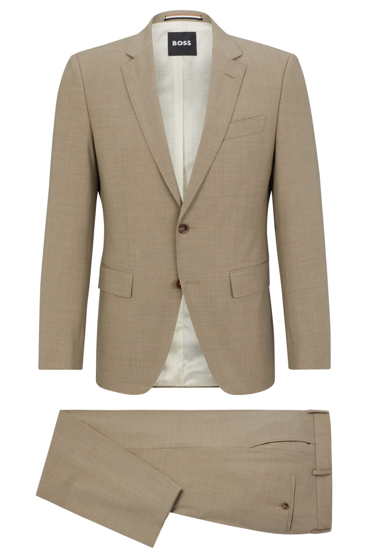 Countryside Tochi træ kalk BOSS - Slim-fit suit in melange stretch virgin wool