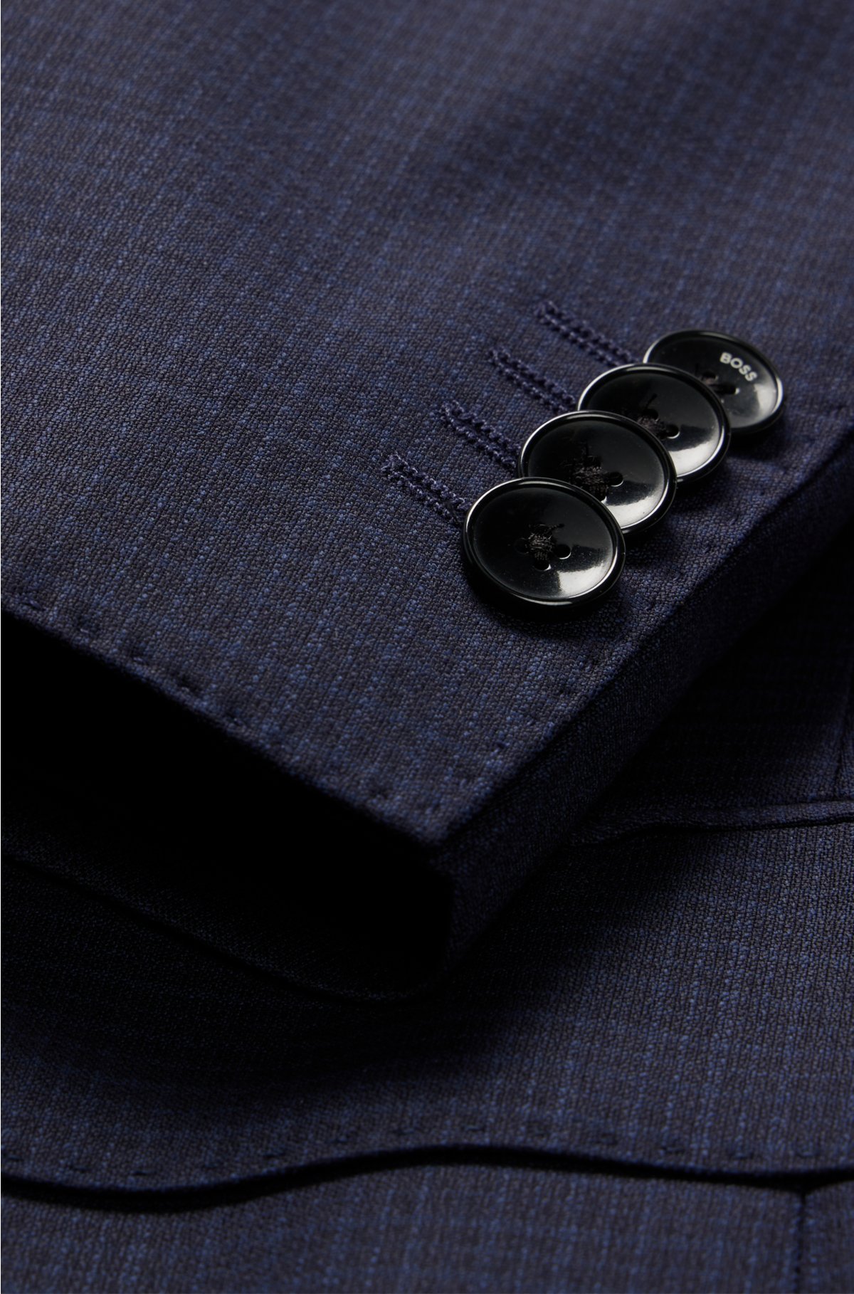 Slim-fit suit in patterned stretch wool, Dark Blue