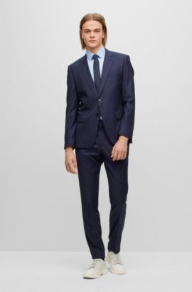 BOSS Slim-fit suit a checked virgin-wool blend