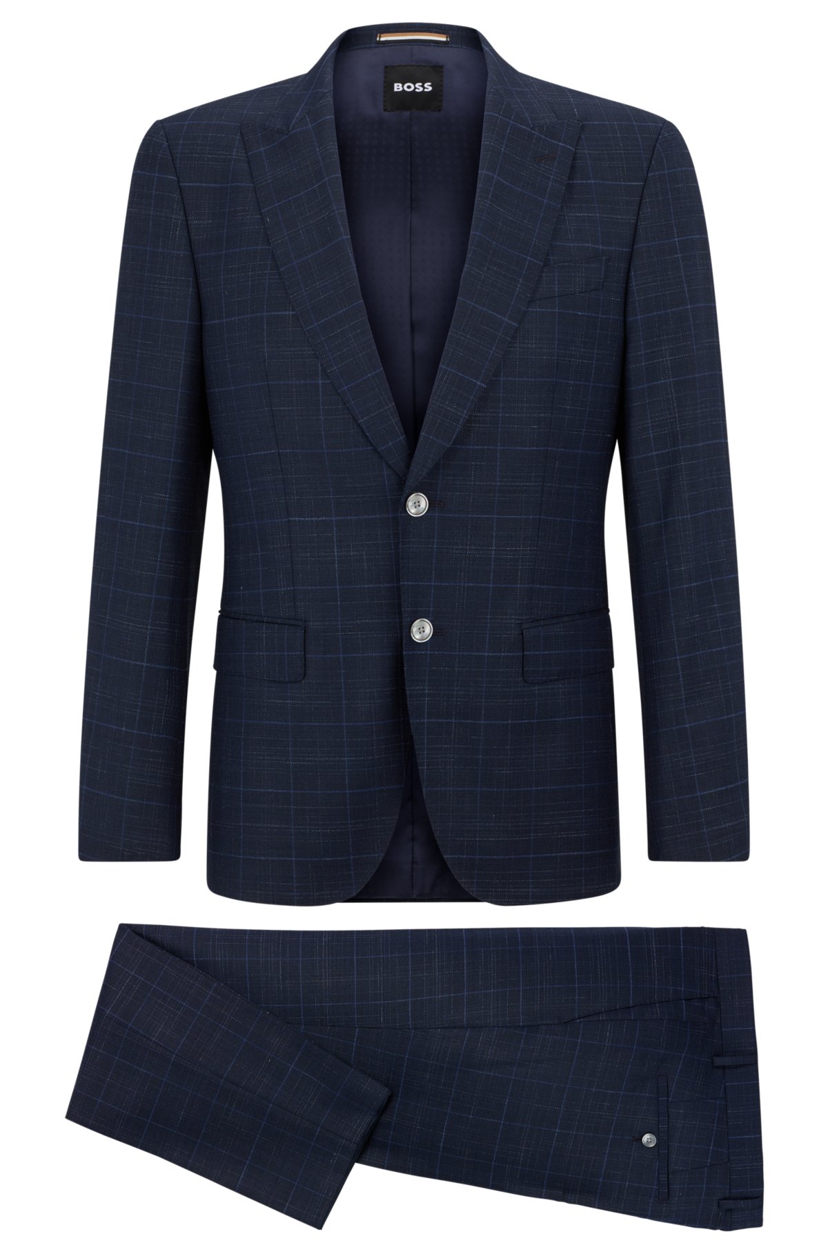 BOSS Slim-fit suit a checked virgin-wool blend