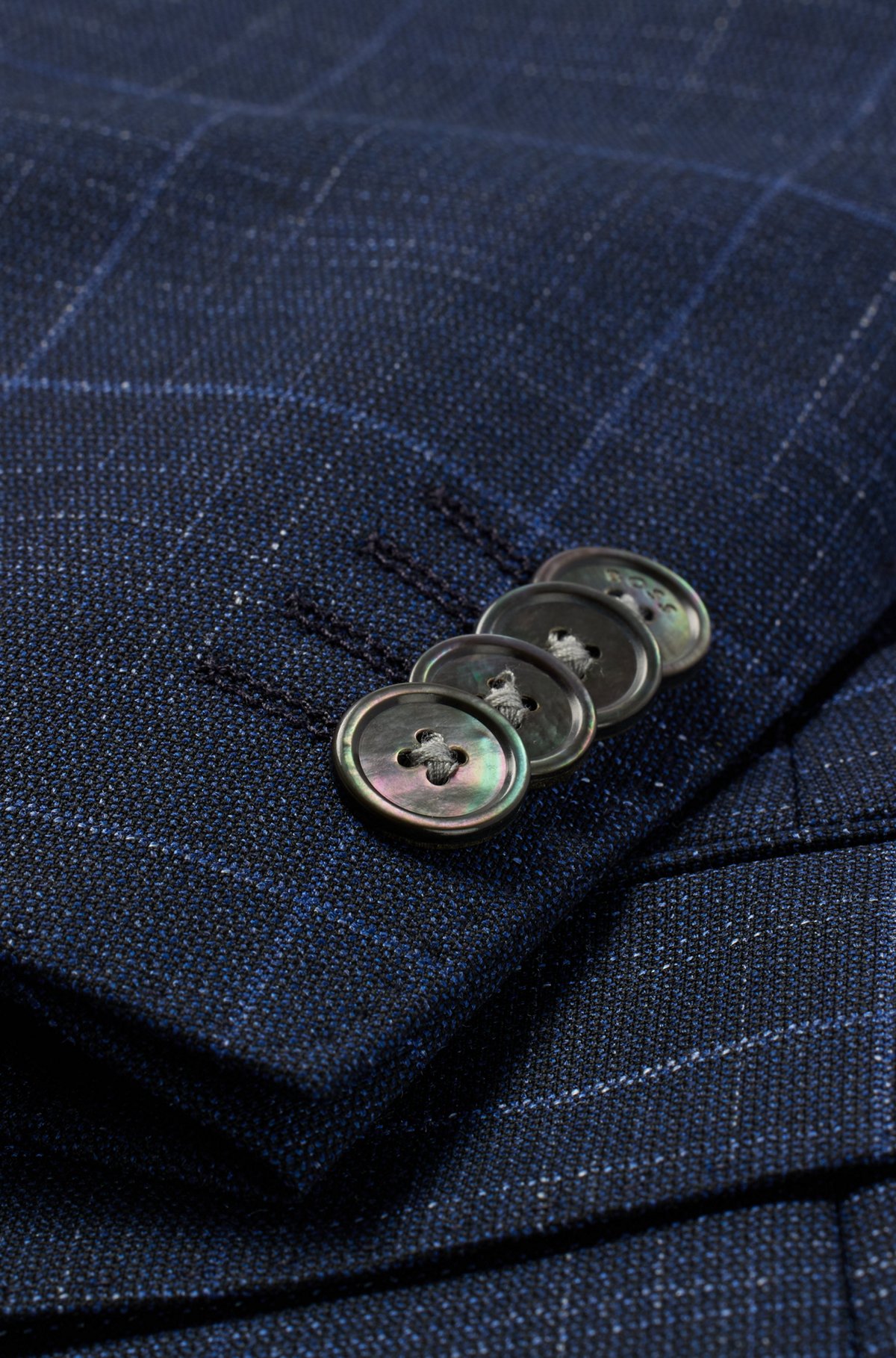 BOSS - Slim-fit suit in a checked virgin-wool blend