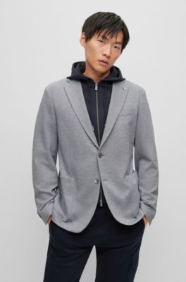 BOSS - Slim-fit jacket with zip-up stretch-cotton hoodie