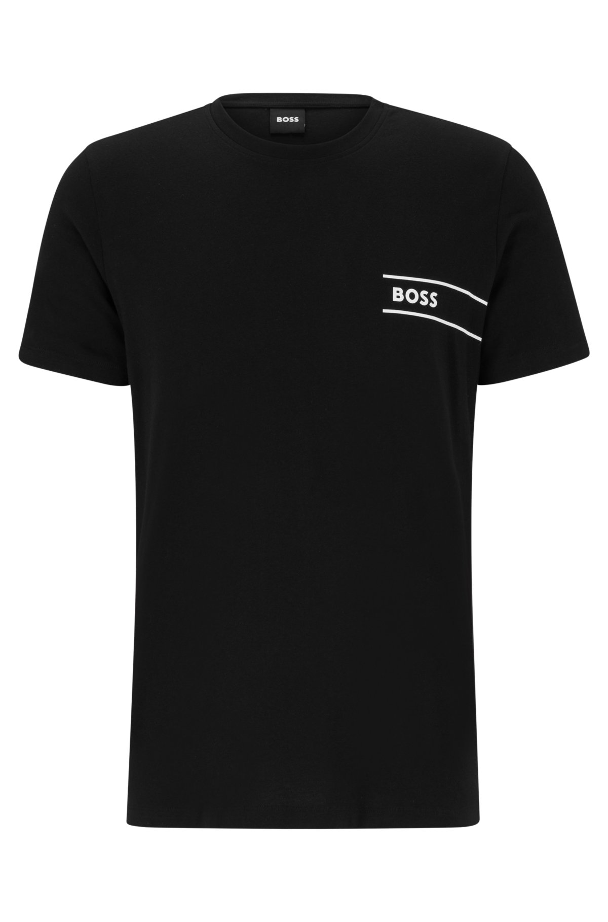 BOSS - Cotton underwear T-shirt with stripes and logo